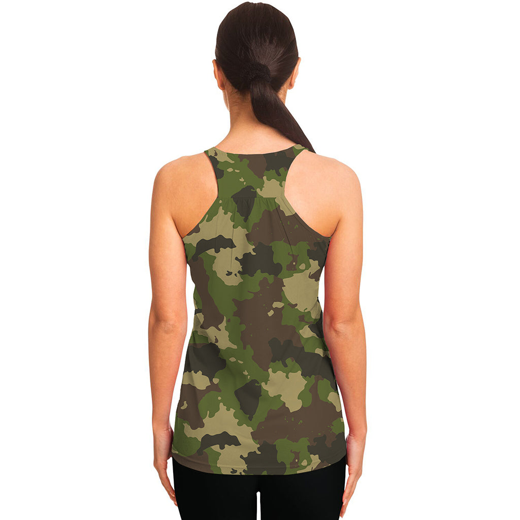 Classic Green Camouflage Print Women's Racerback Tank Top