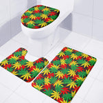 Classic Hemp Leaves Reggae Pattern Print 3 Piece Bath Mat Set