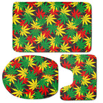 Classic Hemp Leaves Reggae Pattern Print 3 Piece Bath Mat Set