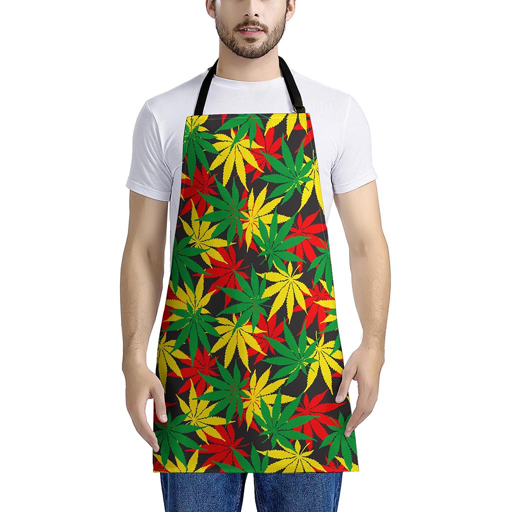 Classic Hemp Leaves Reggae Pattern Print Apron