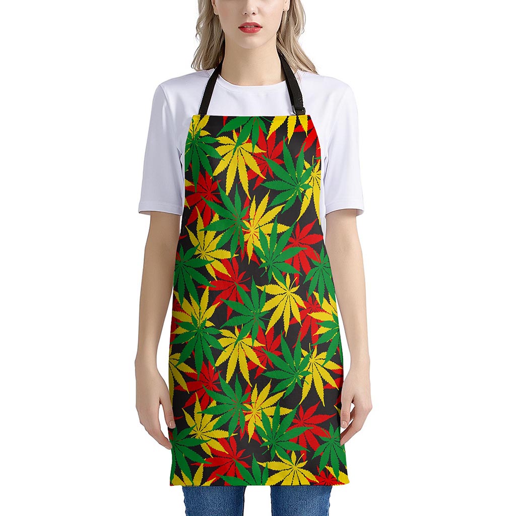 Classic Hemp Leaves Reggae Pattern Print Apron