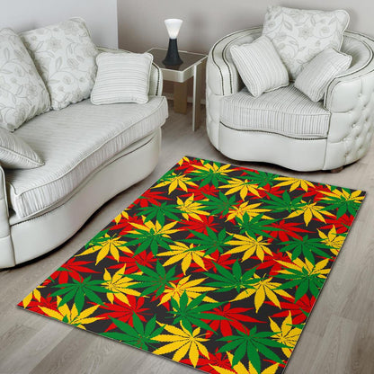 Classic Hemp Leaves Reggae Pattern Print Area Rug GearFrost