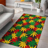 Classic Hemp Leaves Reggae Pattern Print Area Rug GearFrost