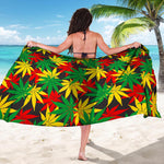 Classic Hemp Leaves Reggae Pattern Print Beach Sarong Wrap
