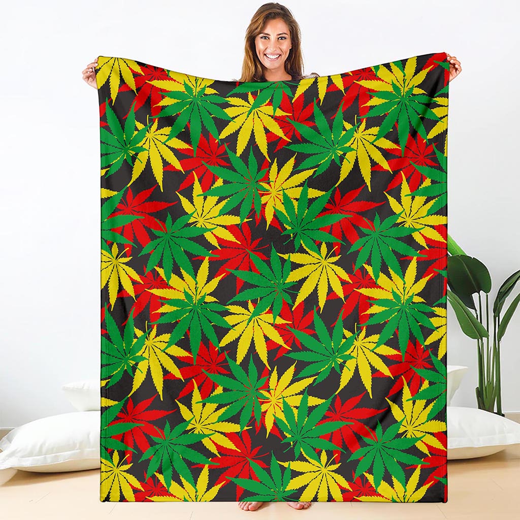 Classic Hemp Leaves Reggae Pattern Print Blanket