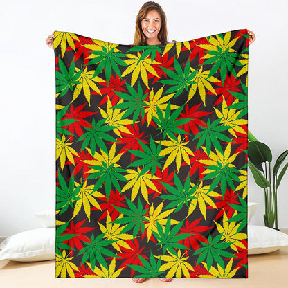Classic Hemp Leaves Reggae Pattern Print Blanket