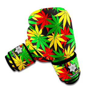 Classic Hemp Leaves Reggae Pattern Print Boxing Gloves