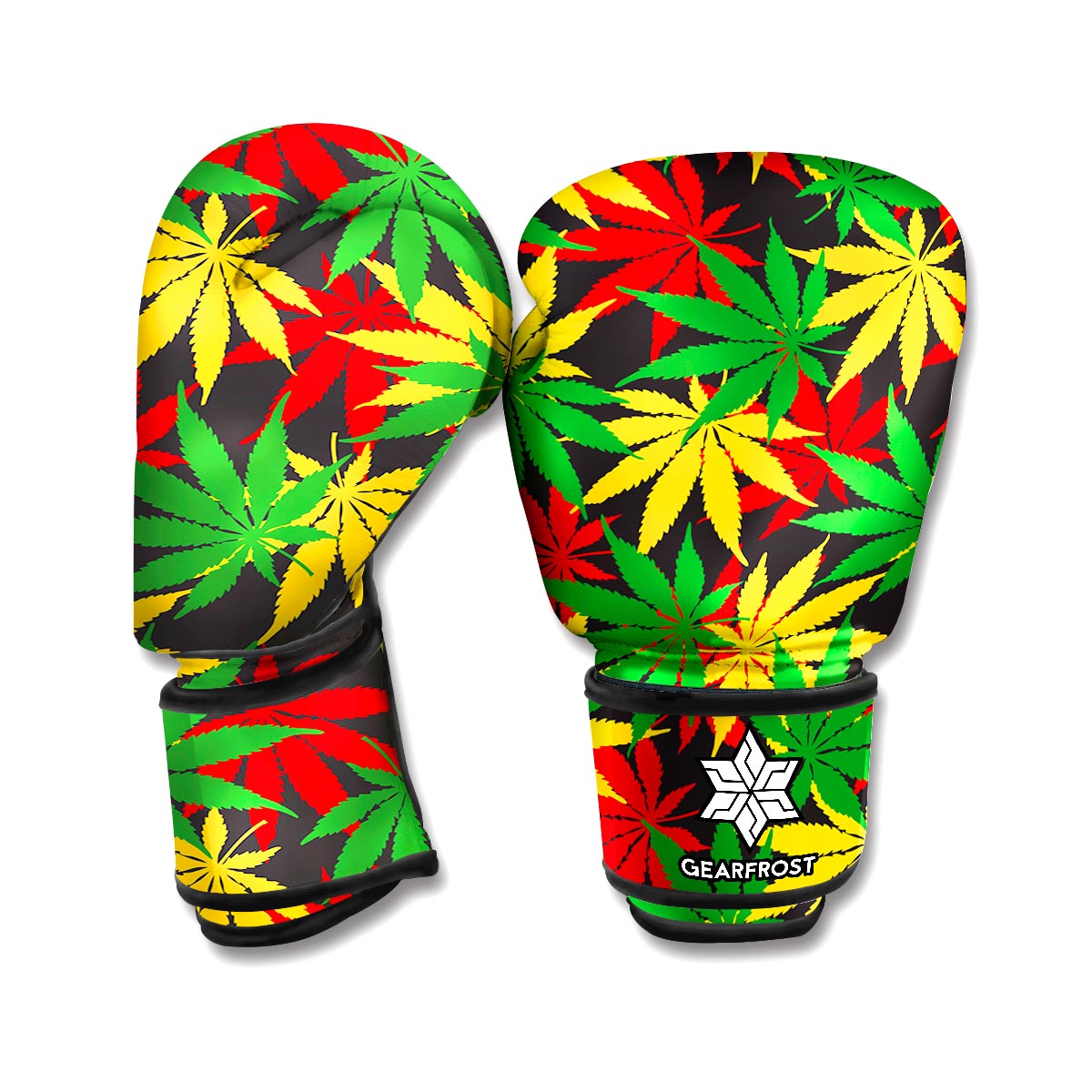 Classic Hemp Leaves Reggae Pattern Print Boxing Gloves