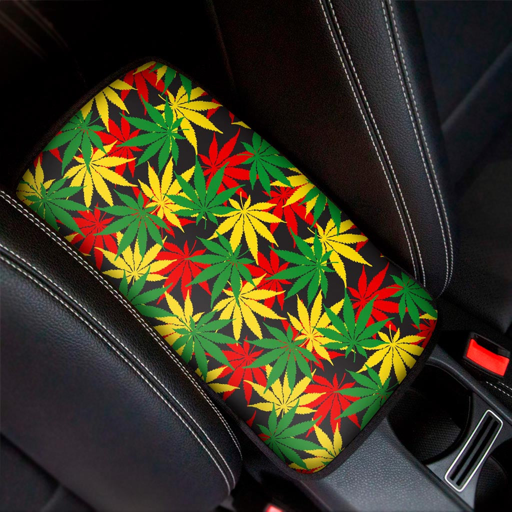 Classic Hemp Leaves Reggae Pattern Print Car Center Console Cover