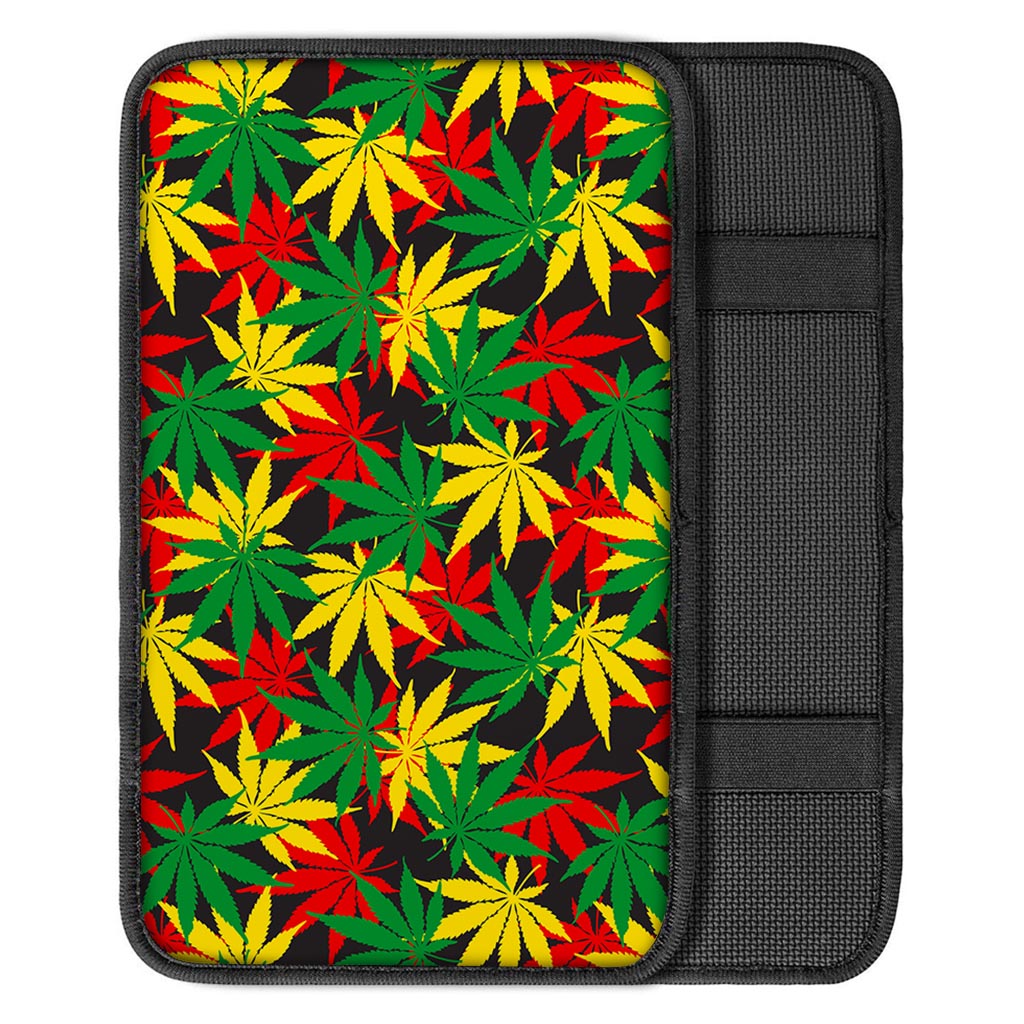 Classic Hemp Leaves Reggae Pattern Print Car Center Console Cover