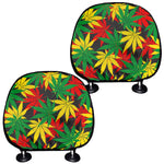 Classic Hemp Leaves Reggae Pattern Print Car Headrest Covers