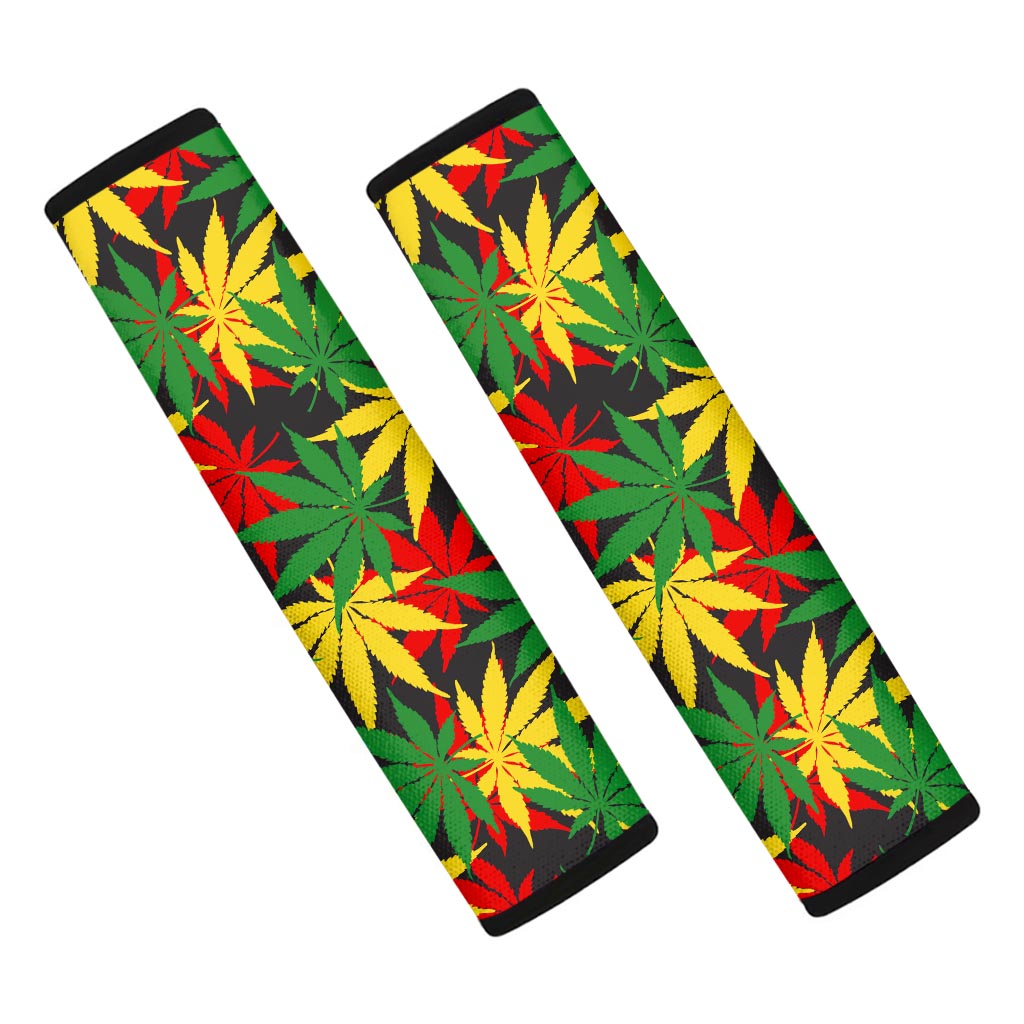 Classic Hemp Leaves Reggae Pattern Print Car Seat Belt Covers