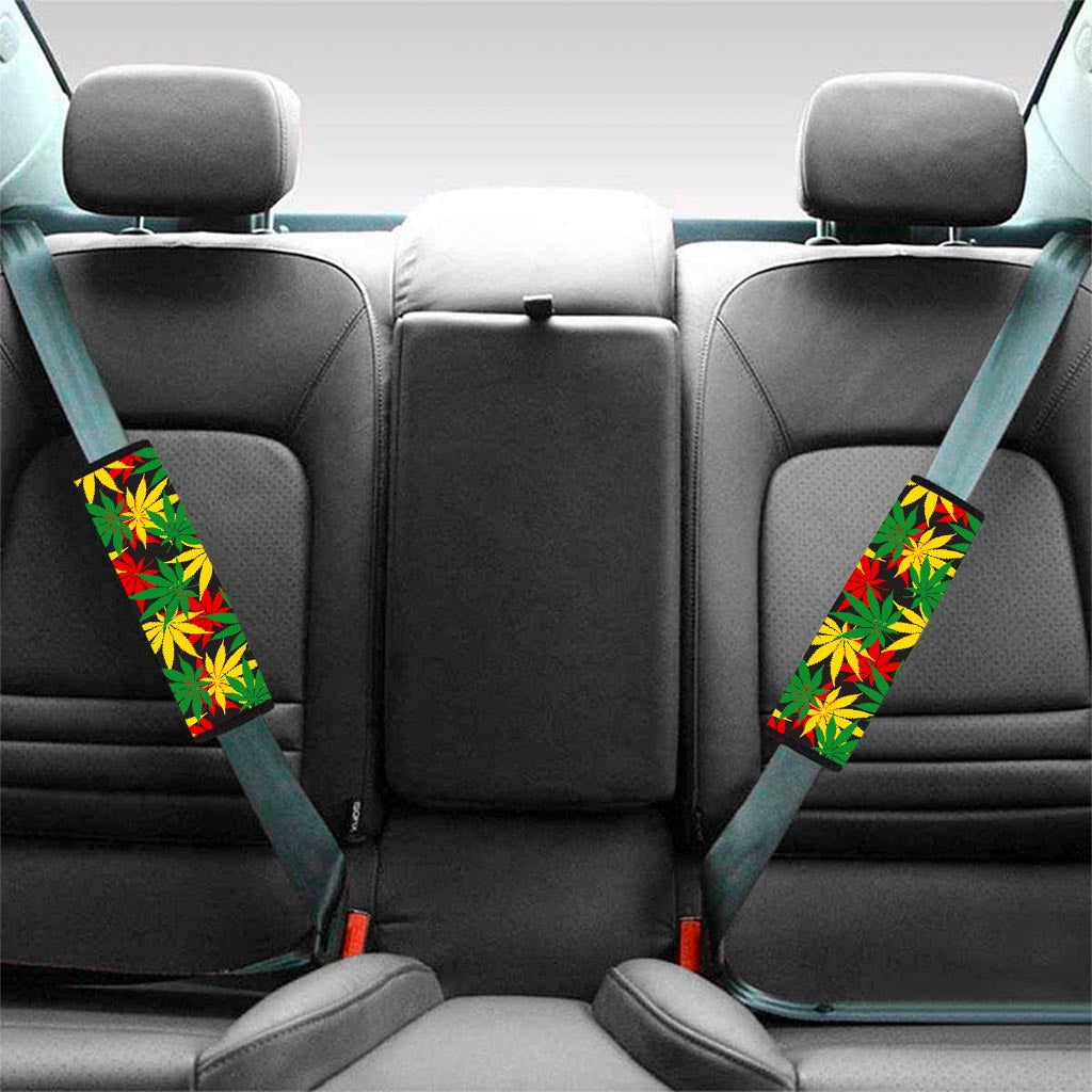 Classic Hemp Leaves Reggae Pattern Print Car Seat Belt Covers