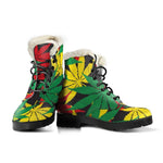 Classic Hemp Leaves Reggae Pattern Print Comfy Boots GearFrost