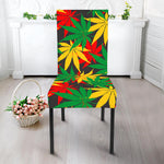 Classic Hemp Leaves Reggae Pattern Print Dining Chair Slipcover