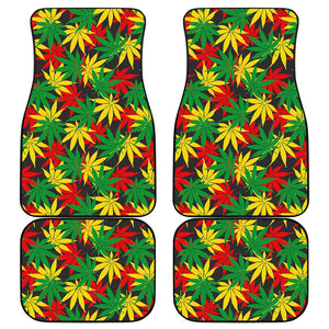 Classic Hemp Leaves Reggae Pattern Print Front and Back Car Floor Mats