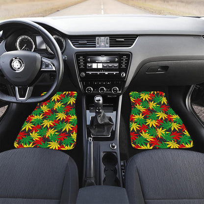 Classic Hemp Leaves Reggae Pattern Print Front and Back Car Floor Mats