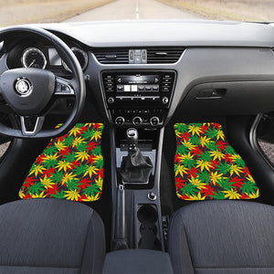 Classic Hemp Leaves Reggae Pattern Print Front and Back Car Floor Mats