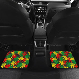 Classic Hemp Leaves Reggae Pattern Print Front and Back Car Floor Mats