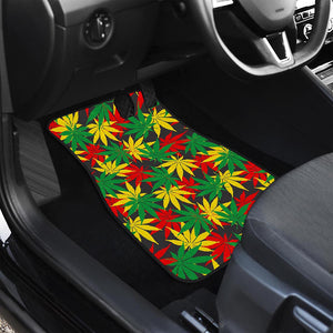 Classic Hemp Leaves Reggae Pattern Print Front and Back Car Floor Mats