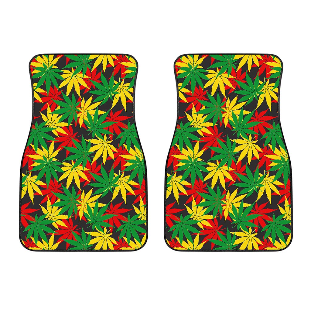 Classic Hemp Leaves Reggae Pattern Print Front Car Floor Mats