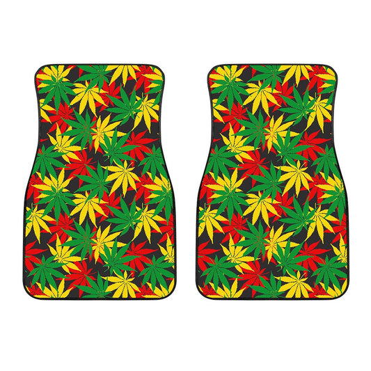 Classic Hemp Leaves Reggae Pattern Print Front Car Floor Mats