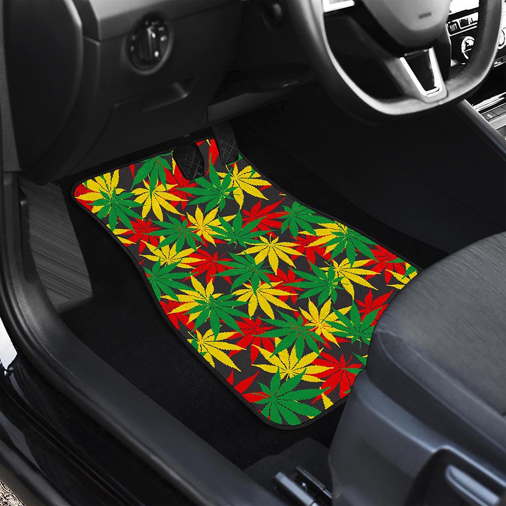 Classic Hemp Leaves Reggae Pattern Print Front Car Floor Mats