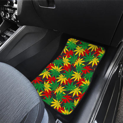 Classic Hemp Leaves Reggae Pattern Print Front Car Floor Mats