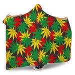 Classic Hemp Leaves Reggae Pattern Print Hooded Blanket