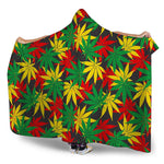 Classic Hemp Leaves Reggae Pattern Print Hooded Blanket