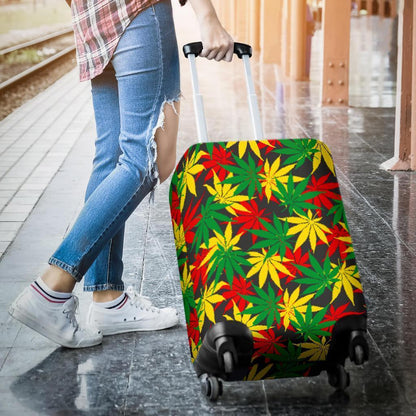 Classic Hemp Leaves Reggae Pattern Print Luggage Cover GearFrost