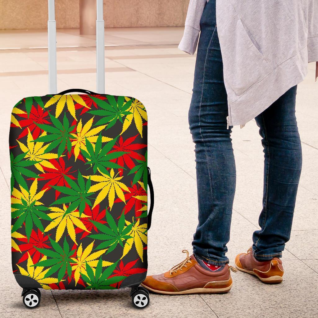 Classic Hemp Leaves Reggae Pattern Print Luggage Cover GearFrost