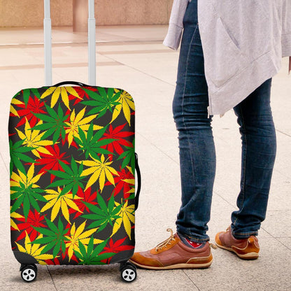 Classic Hemp Leaves Reggae Pattern Print Luggage Cover GearFrost