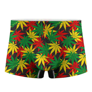 Classic Hemp Leaves Reggae Pattern Print Men's Boxer Briefs