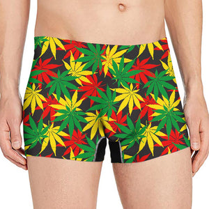 Classic Hemp Leaves Reggae Pattern Print Men's Boxer Briefs