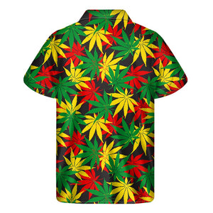 Classic Hemp Leaves Reggae Pattern Print Men's Short Sleeve Shirt