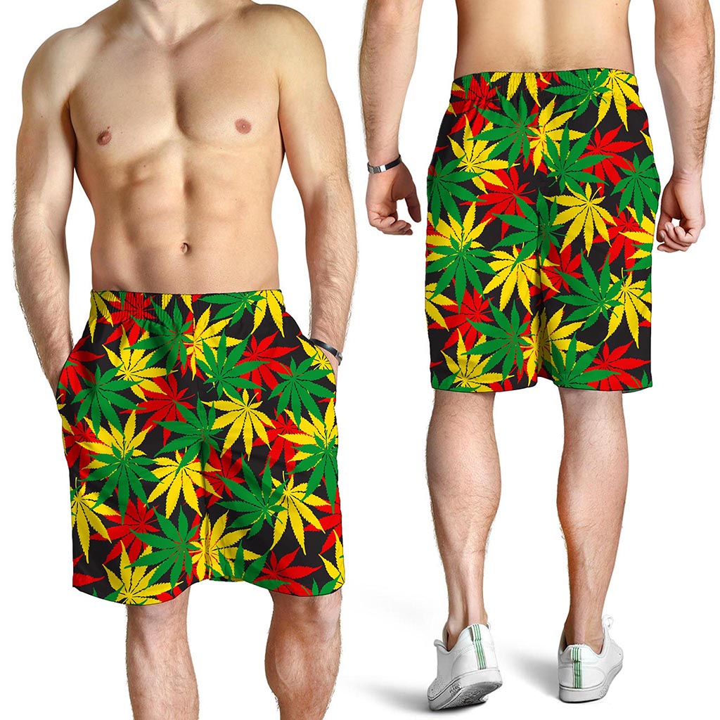 Classic Hemp Leaves Reggae Pattern Print Men's Shorts