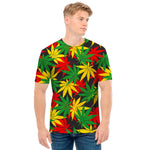 Classic Hemp Leaves Reggae Pattern Print Men's T-Shirt