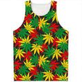 Classic Hemp Leaves Reggae Pattern Print Men's Tank Top