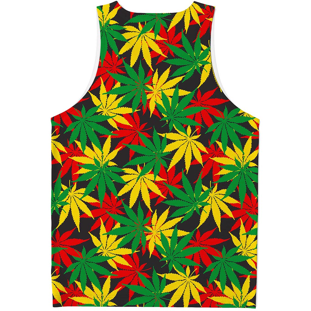 Classic Hemp Leaves Reggae Pattern Print Men's Tank Top