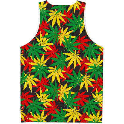 Classic Hemp Leaves Reggae Pattern Print Men's Tank Top