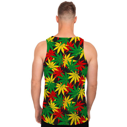 Classic Hemp Leaves Reggae Pattern Print Men's Tank Top