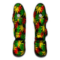 Classic Hemp Leaves Reggae Pattern Print Muay Thai Shin Guards