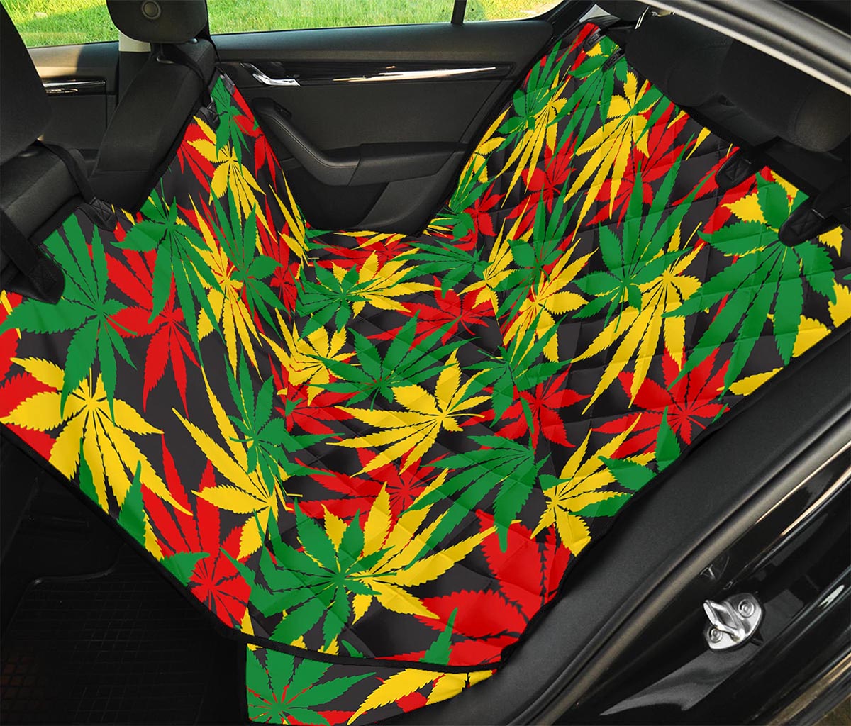 Classic Hemp Leaves Reggae Pattern Print Pet Car Back Seat Cover