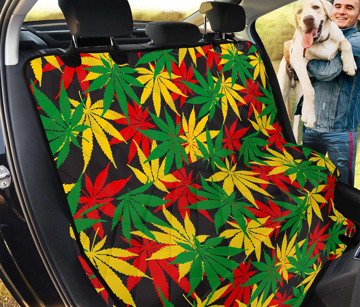 Classic Hemp Leaves Reggae Pattern Print Pet Car Back Seat Cover