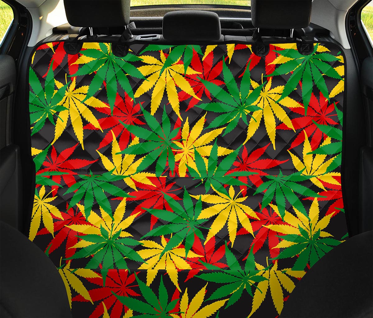 Classic Hemp Leaves Reggae Pattern Print Pet Car Back Seat Cover