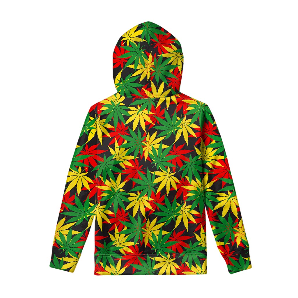 Classic Hemp Leaves Reggae Pattern Print Pullover Hoodie