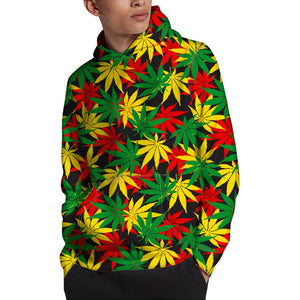 Classic Hemp Leaves Reggae Pattern Print Pullover Hoodie