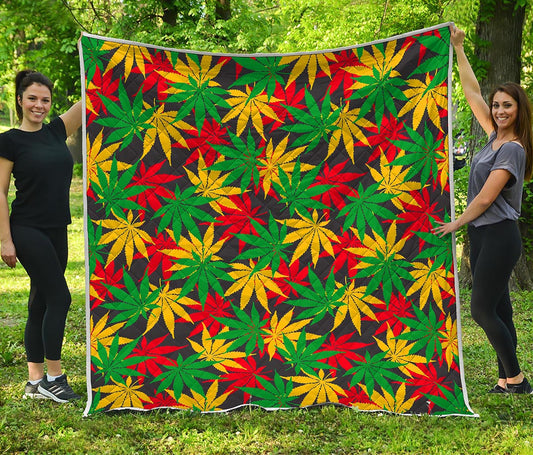 Classic Hemp Leaves Reggae Pattern Print Quilt