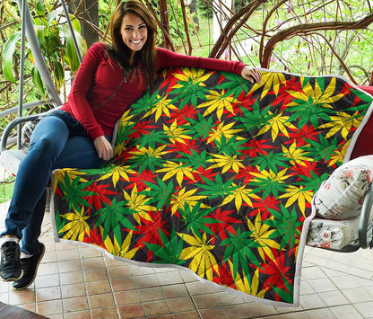 Classic Hemp Leaves Reggae Pattern Print Quilt